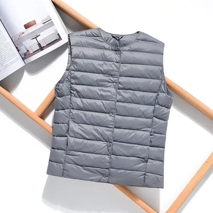 2024 New Spring Autumn Fashionable Outerwear Inner Cloth Vests Light Down Women Waistcoat Portable Warm Sleeveless Liner Casual