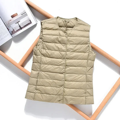 2024 New Spring Autumn Fashionable Outerwear Inner Cloth Vests Light Down Women Waistcoat Portable Warm Sleeveless Liner Casual