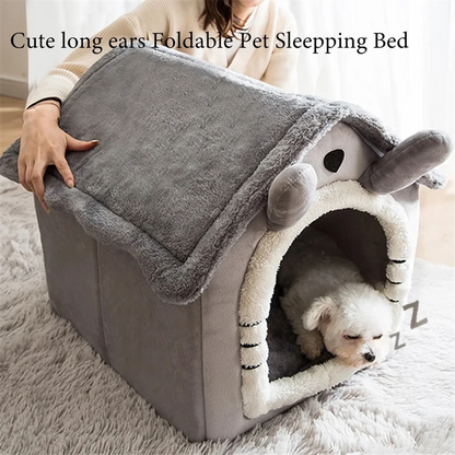 Cat/Dog Bed Removableand Washable Foldable Pet Sleepping Bed Cat House Kennel for Dog House Indoor Cat Nest L