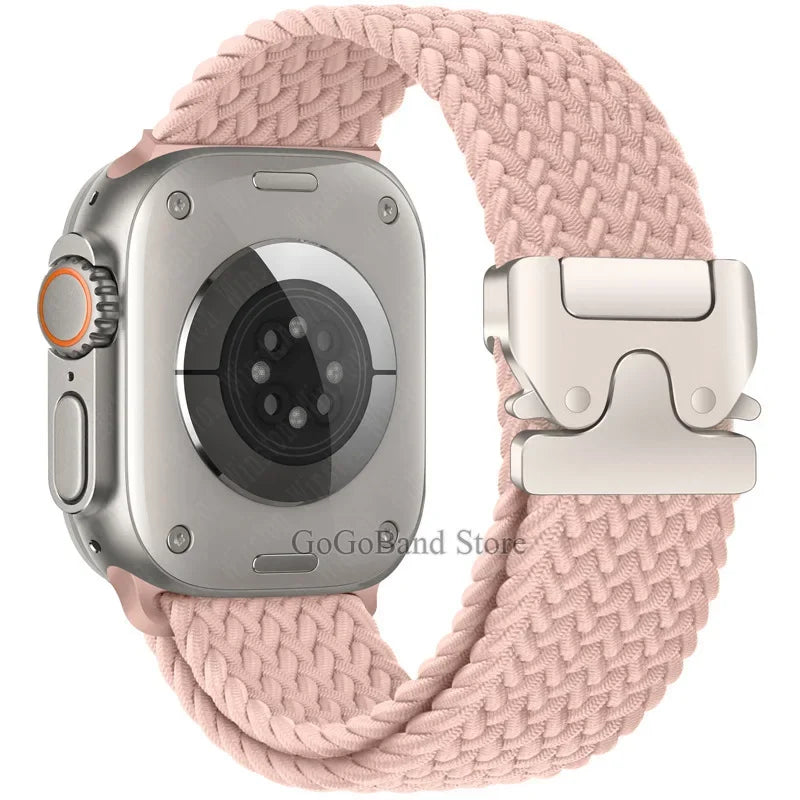 Nylon Solo Loop Strap for Apple Watch Band Ultra 2 49mm 46mm 42mm 45mm 44mm Woven Bracelet for Iwatch Series 10 9 8 7 6 5 SE 4 3