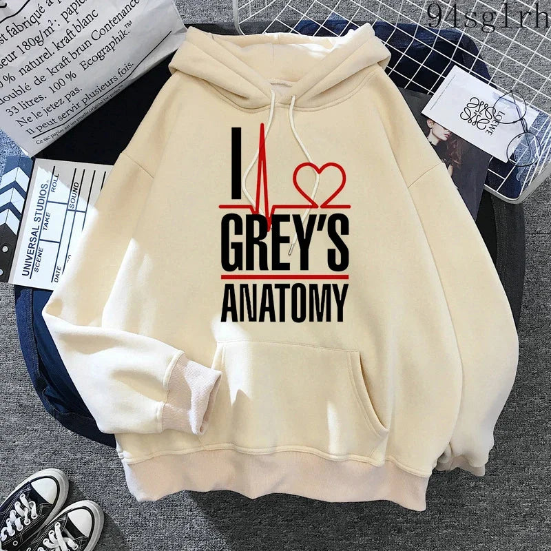 Greys Anatomy Hoodies Women Harajuku Ulzzang Sweatshirts Kawaii You Are My Person Print Streetwear Pullover Y2k Tops Female