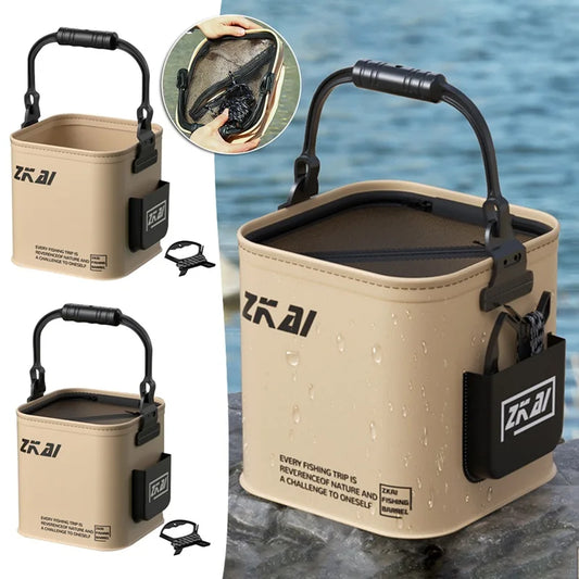 8L/13L With Cover Multifunctional Foldable Fish Bucket Wear-Resistant Hand Carry Bucket For Outdoor Sea Fishing Bag Tackle Bag