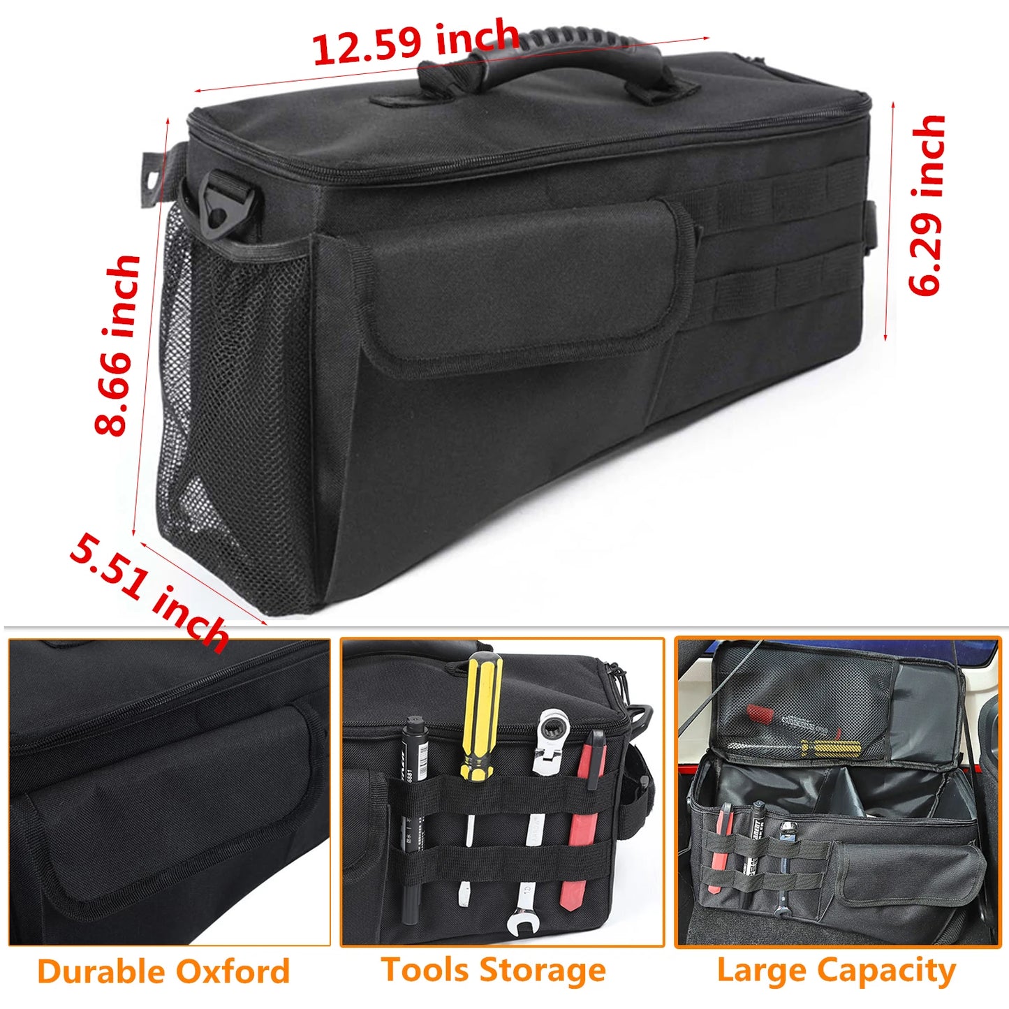 Car Trunk Side Storage Bag Organizer Tool Tray for Jeep Wrangler JK JL 4 Doors 2007-2024 Stowing Tidying Interior Accessories