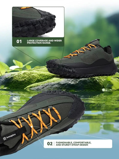 Baasploa Men Hiking Shoes Casual Lightweight Lace-Up Walking Shoes Male Outdoor Waterproof Camping Resistant Non Slip Sneakers