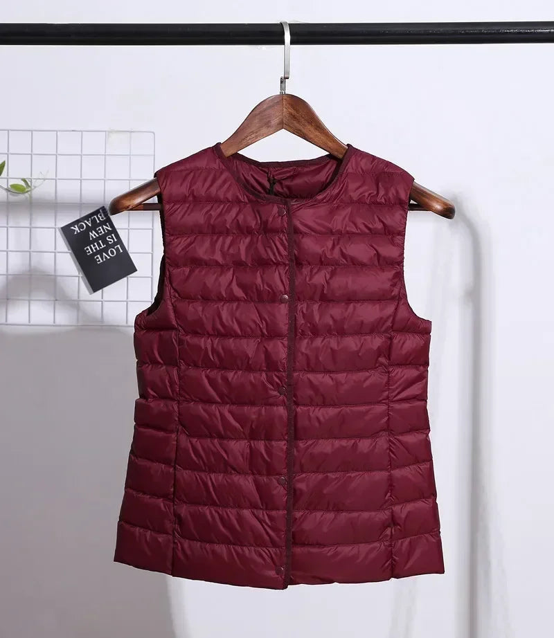 2024 New Spring Autumn Fashionable Outerwear Inner Cloth Vests Light Down Women Waistcoat Portable Warm Sleeveless Liner Casual