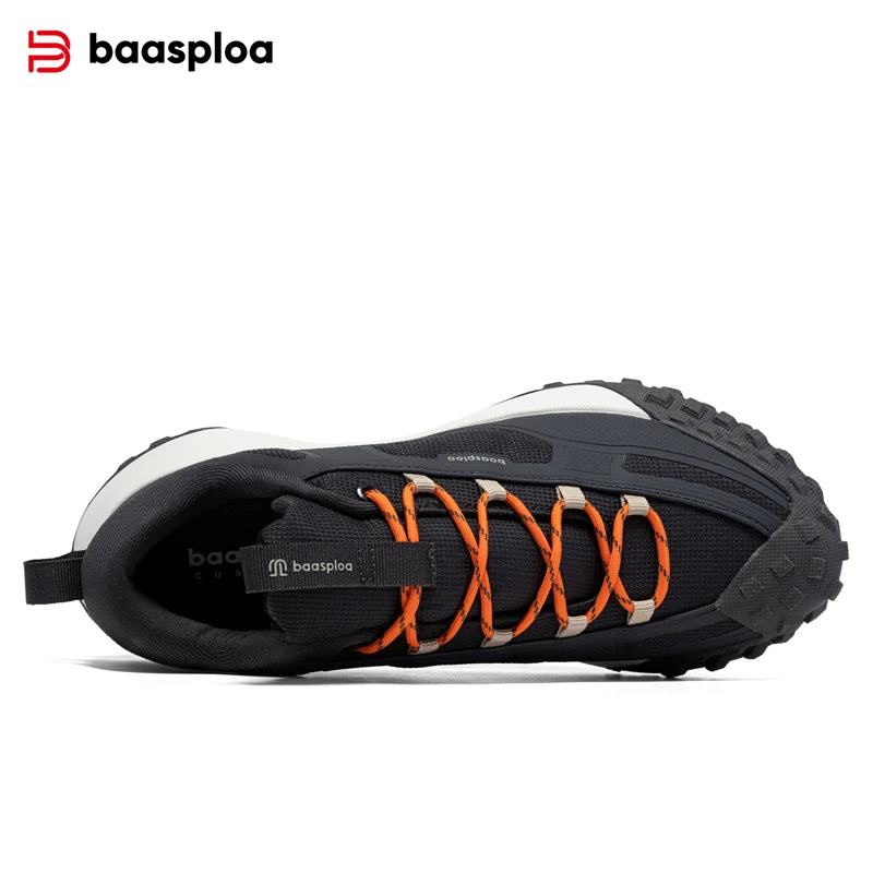 Baasploa Men Outdoor Sneakers New Fashion Anti Splash Water Hiking Shoes Male Comfort Casual Walking Shoes Climbing Non-Slip