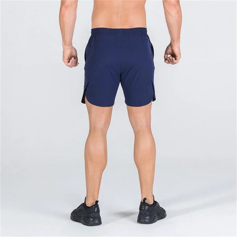 double-deck fitness sports shorts men summer slim quick drying breathable woven Shorts Men's sweatpants training gym clothing