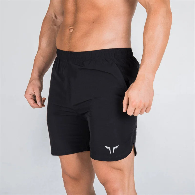 double-deck fitness sports shorts men summer slim quick drying breathable woven Shorts Men's sweatpants training gym clothing