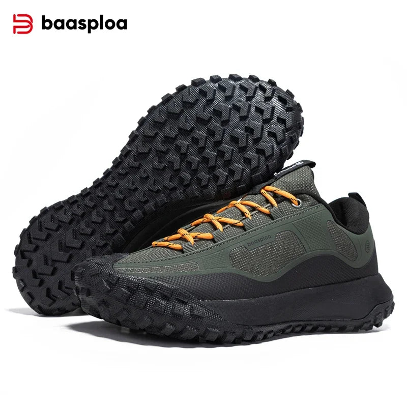 Baasploa Men Outdoor Sneakers New Fashion Anti Splash Water Hiking Shoes Male Comfort Casual Walking Shoes Climbing Non-Slip