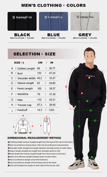 Baasploa Brand Men Training Sets Casual Sport Suit Hoodies Pants Men  High Quality Male Sportswear Plus Size