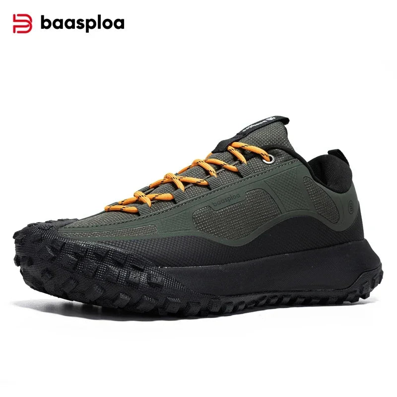 Baasploa Men Hiking Shoes Casual Lightweight Lace-Up Walking Shoes Male Outdoor Waterproof Camping Resistant Non Slip Sneakers