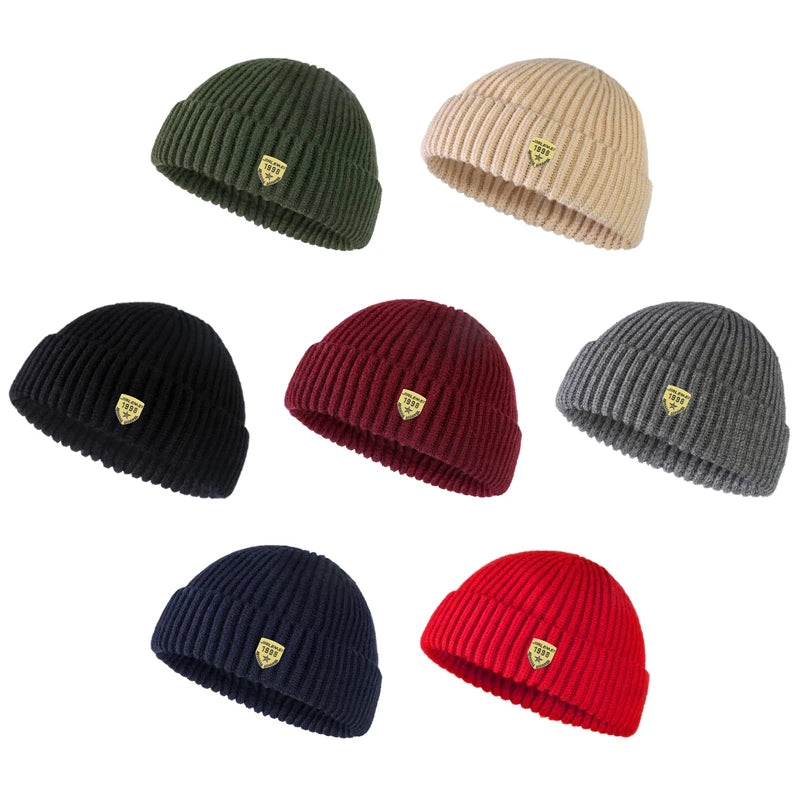 Hip Hop Beanie Wool Knitted Hat Men Skullcap Women Winter Warm Brimless Baggy Melon Cap Cuff Docker Fisher Beanies Hats