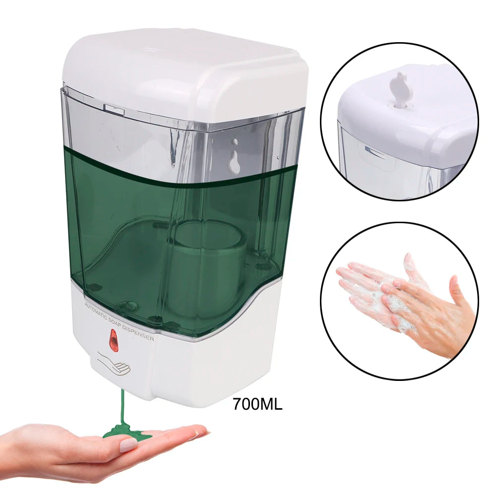 700ml for Kitchen Bathroom Touch-free Lotion Pump Touchless Liquid Wall-Mount Automatic IR Sensor Soap Dispenser