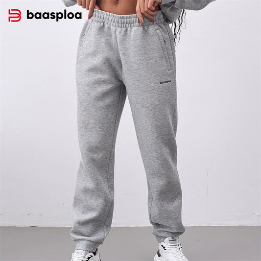 Baasploa New Women Long Pants Autumn Casual Pocket Drawstring Loose Trousers Female Fashion Solid Color Pocket Jogging Sweatpant