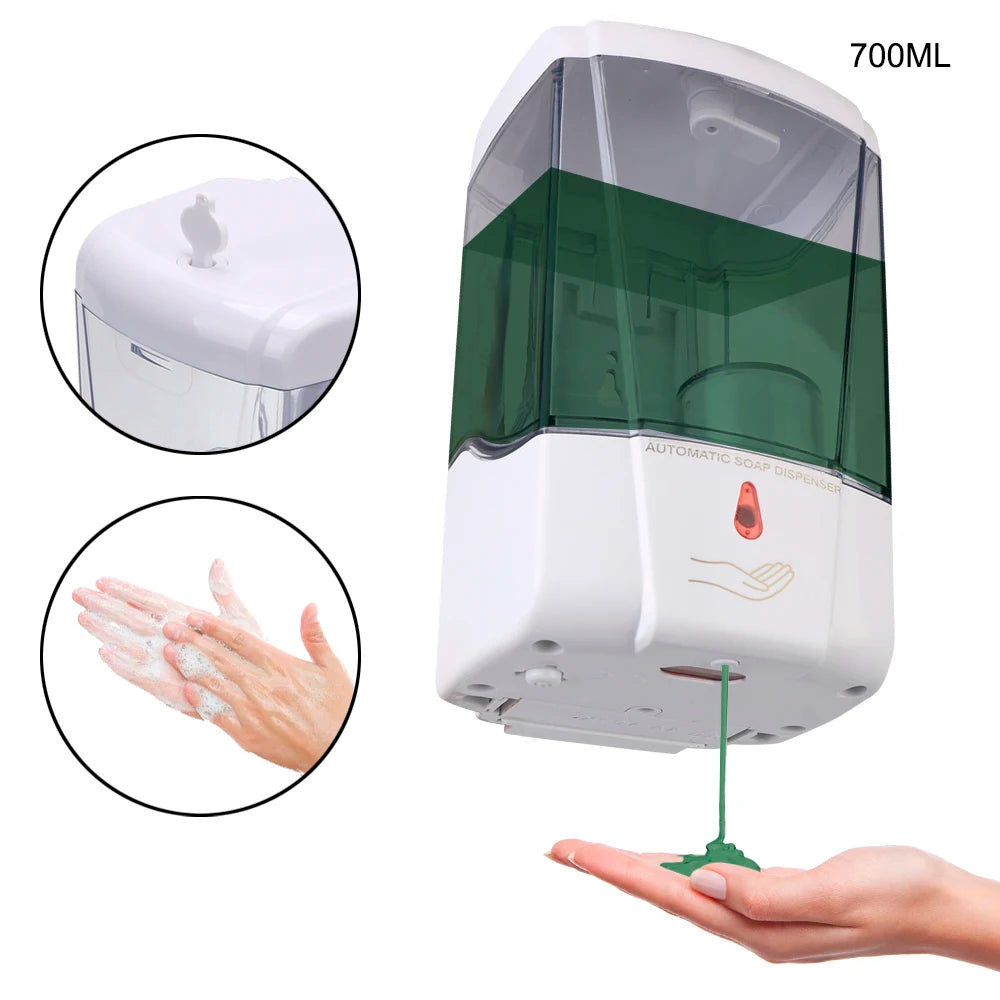 700ml for Kitchen Bathroom Touch-free Lotion Pump Touchless Liquid Wall-Mount Automatic IR Sensor Soap Dispenser