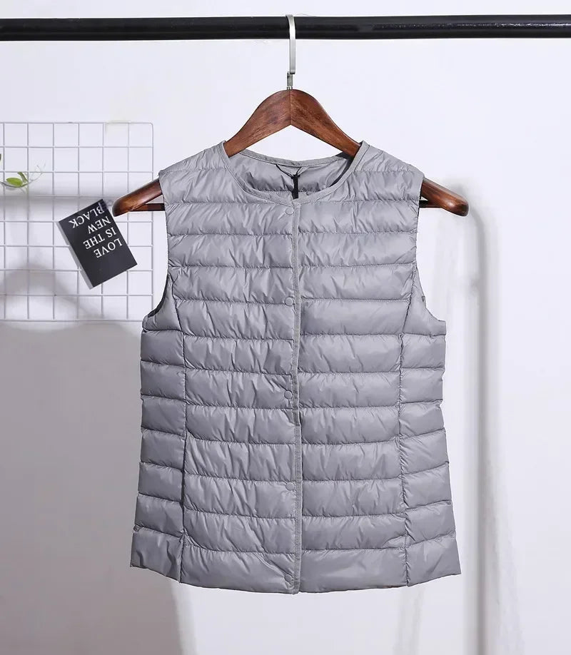 2024 New Spring Autumn Fashionable Outerwear Inner Cloth Vests Light Down Women Waistcoat Portable Warm Sleeveless Liner Casual