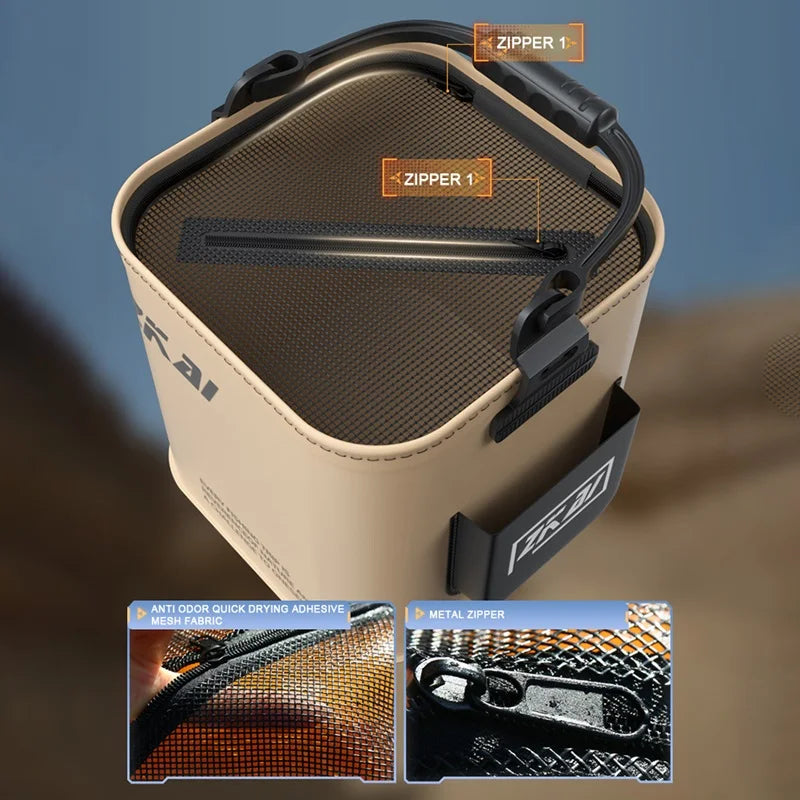 8L/13L With Cover Multifunctional Foldable Fish Bucket Wear-Resistant Hand Carry Bucket For Outdoor Sea Fishing Bag Tackle Bag