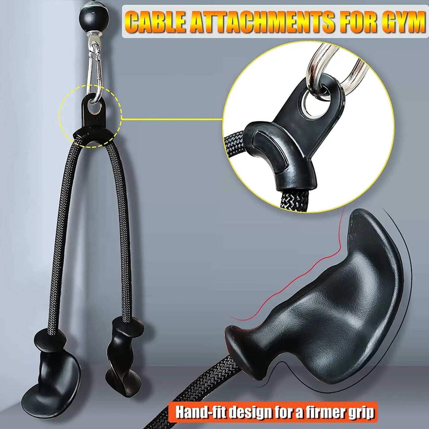 Ergonomic Triceps Rope Pull Down Attachment with Anti-Slippery Natural Rubber Grip for Activating More Muscle Fibers Facepulls