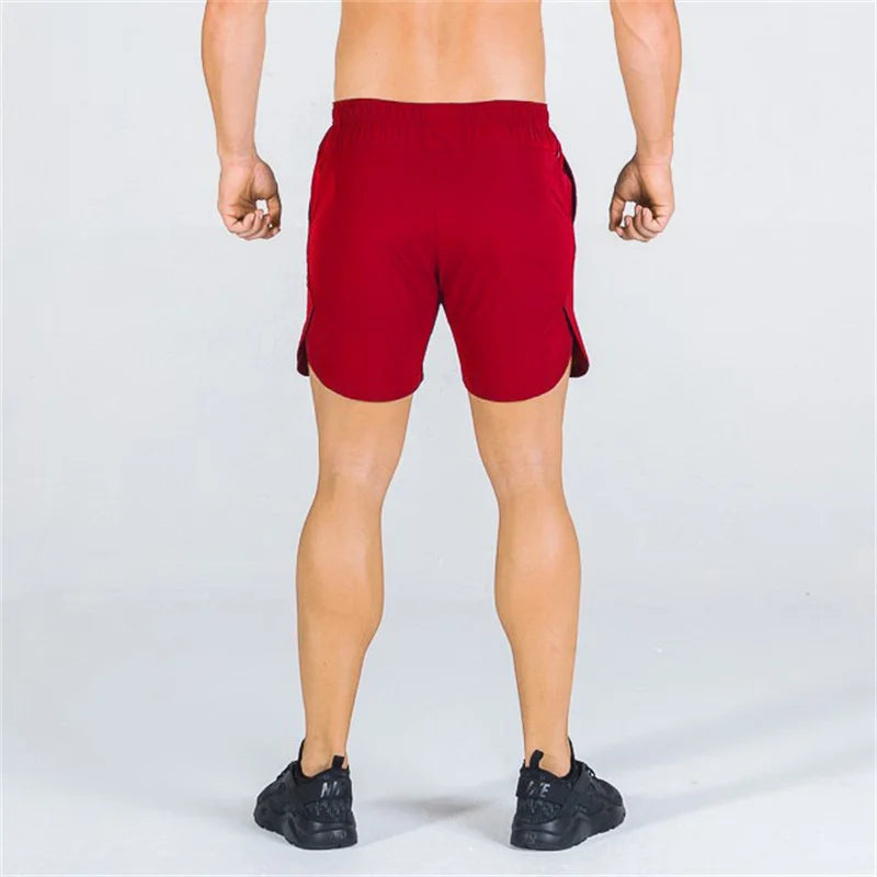 double-deck fitness sports shorts men summer slim quick drying breathable woven Shorts Men's sweatpants training gym clothing