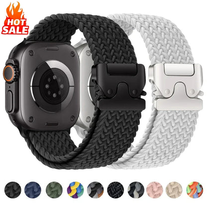 Nylon Solo Loop Strap for Apple Watch Band Ultra 2 49mm 46mm 42mm 45mm 44mm Woven Bracelet for Iwatch Series 10 9 8 7 6 5 SE 4 3