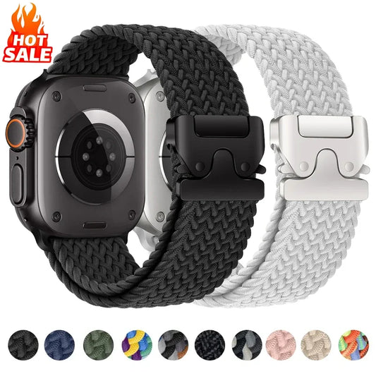 Nylon Solo Loop Strap for Apple Watch Band Ultra 2 49mm 46mm 42mm 45mm 44mm Woven Bracelet for Iwatch Series 10 9 8 7 6 5 SE 4 3