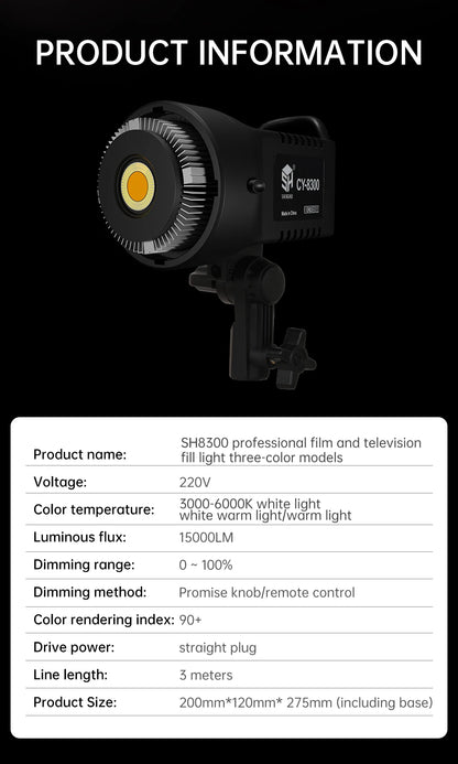 Photography LED Video Light 100W Daylight-Balanced Sun Lamp for Portrait Flash Studio Accessories Youtube Live