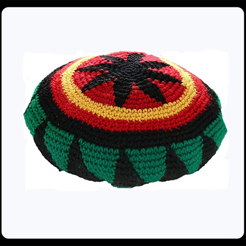 Halloween Jamaica Reggae Children Woolen Cap Handmade Knitted Rainbow Striped Festival Funny Wear