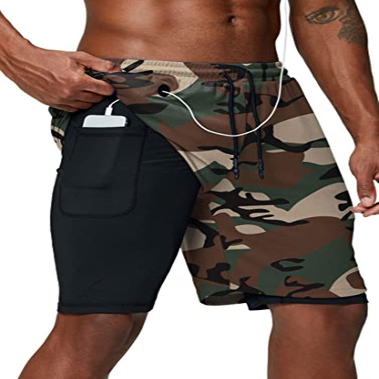 Double-layer anti-glare sports shorts