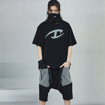 Metal Nylon Panel Samurai Drop Pants