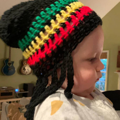 Halloween Jamaica Reggae Children Woolen Cap Handmade Knitted Rainbow Striped Festival Funny Wear