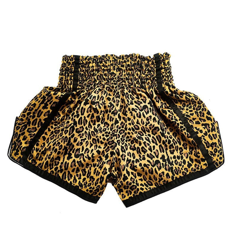 Leopard Print Muay Thai Shorts Men And Women Training Wear