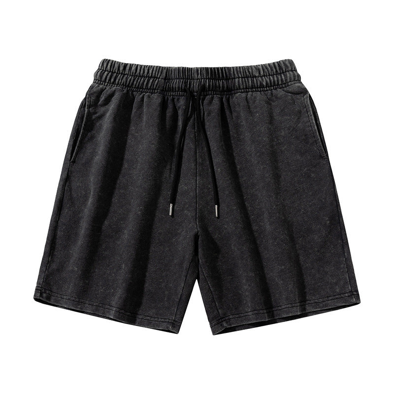 Men Wash Water To Do Old Shorts Straight Black Medium Pants Five Points Shorts