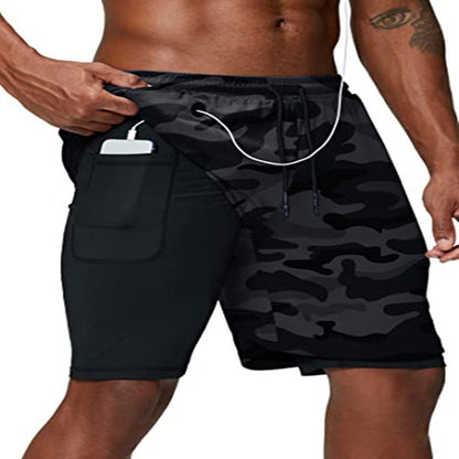 Double-layer anti-glare sports shorts