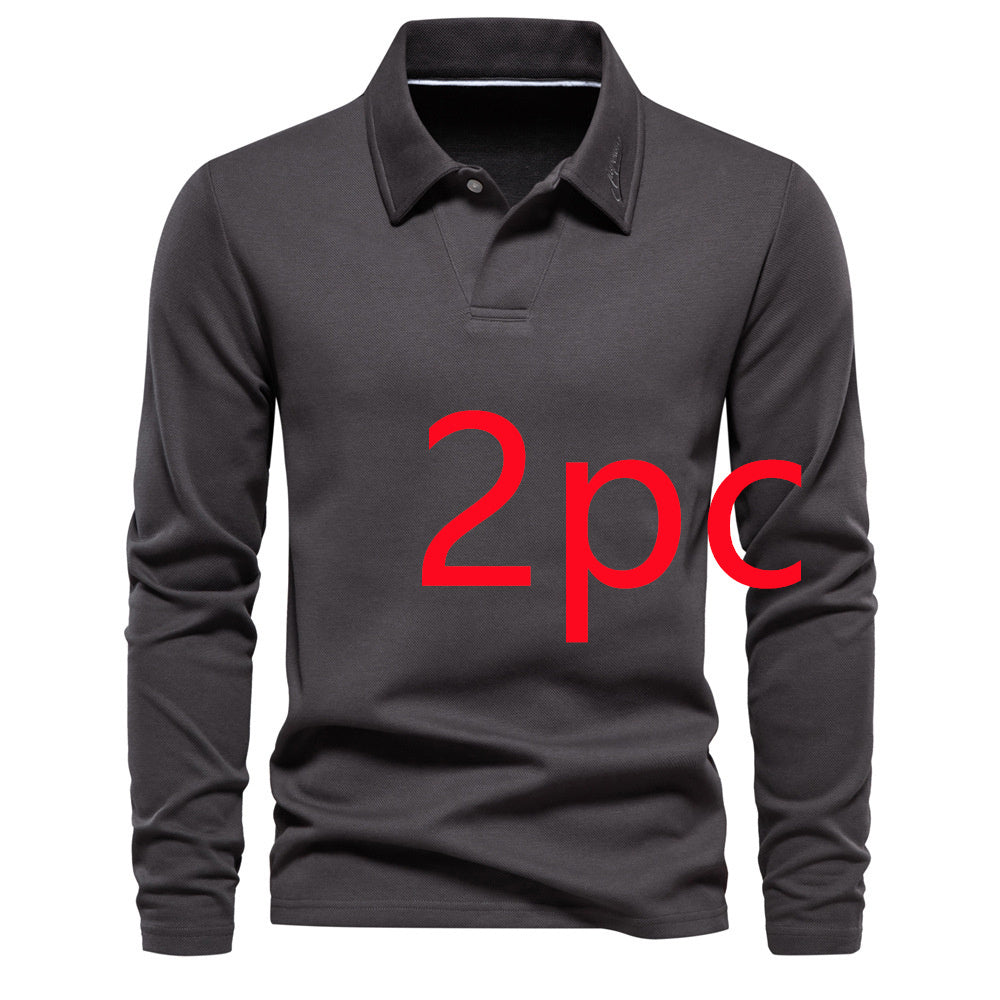 Fashion Lapel Long-sleeved Polo Shirt Men's Casual Solid Color Tops Clothing