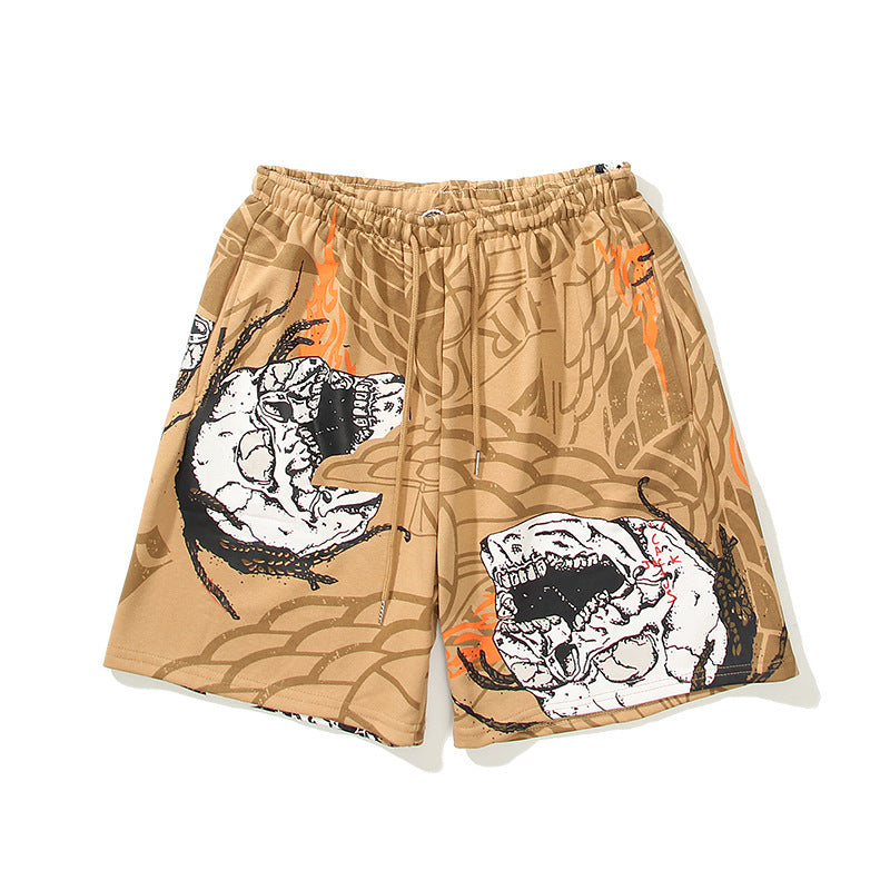 Men's And Women's Skull Cactus Print Casual Shorts