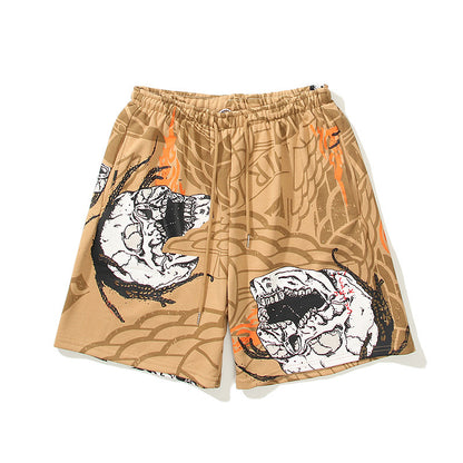 Men's And Women's Skull Cactus Print Casual Shorts