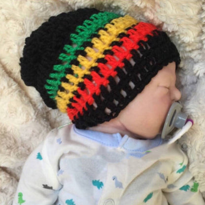 Halloween Jamaica Reggae Children Woolen Cap Handmade Knitted Rainbow Striped Festival Funny Wear