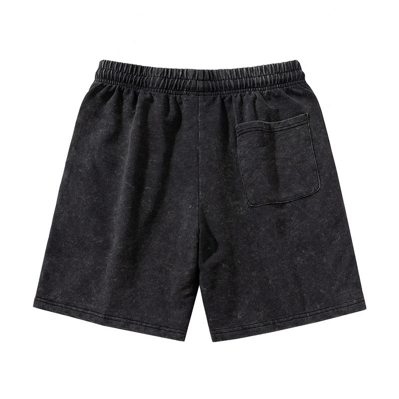 Men Wash Water To Do Old Shorts Straight Black Medium Pants Five Points Shorts