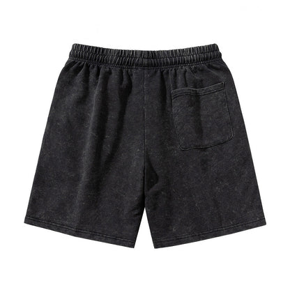 Men Wash Water To Do Old Shorts Straight Black Medium Pants Five Points Shorts